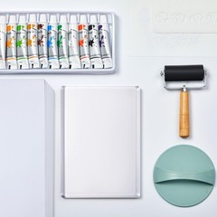 Gel Printing Plate Kit Complete Set 8×10 Gel Plate Brayer Acrylic Paints