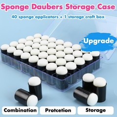 40 PCS Finger Sponge Daubers Painting Drawing Art Ink Stencil Storage Case