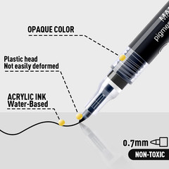 Paint Pen, 8 Pack 0.7mm Water Based – Extra Fine Point Black Marking Pen for Met