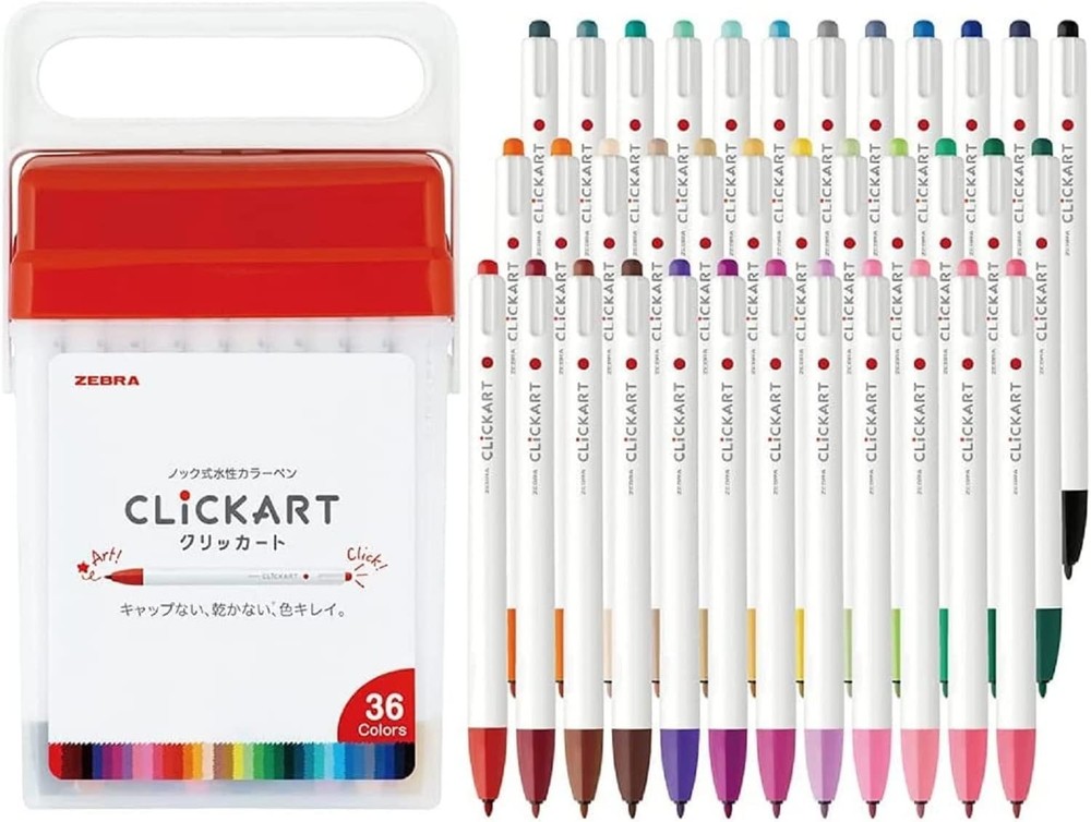 ZEBRA Clickart Water-Based Marker Pen Set | No-Dry Ink | Japanese Stationery