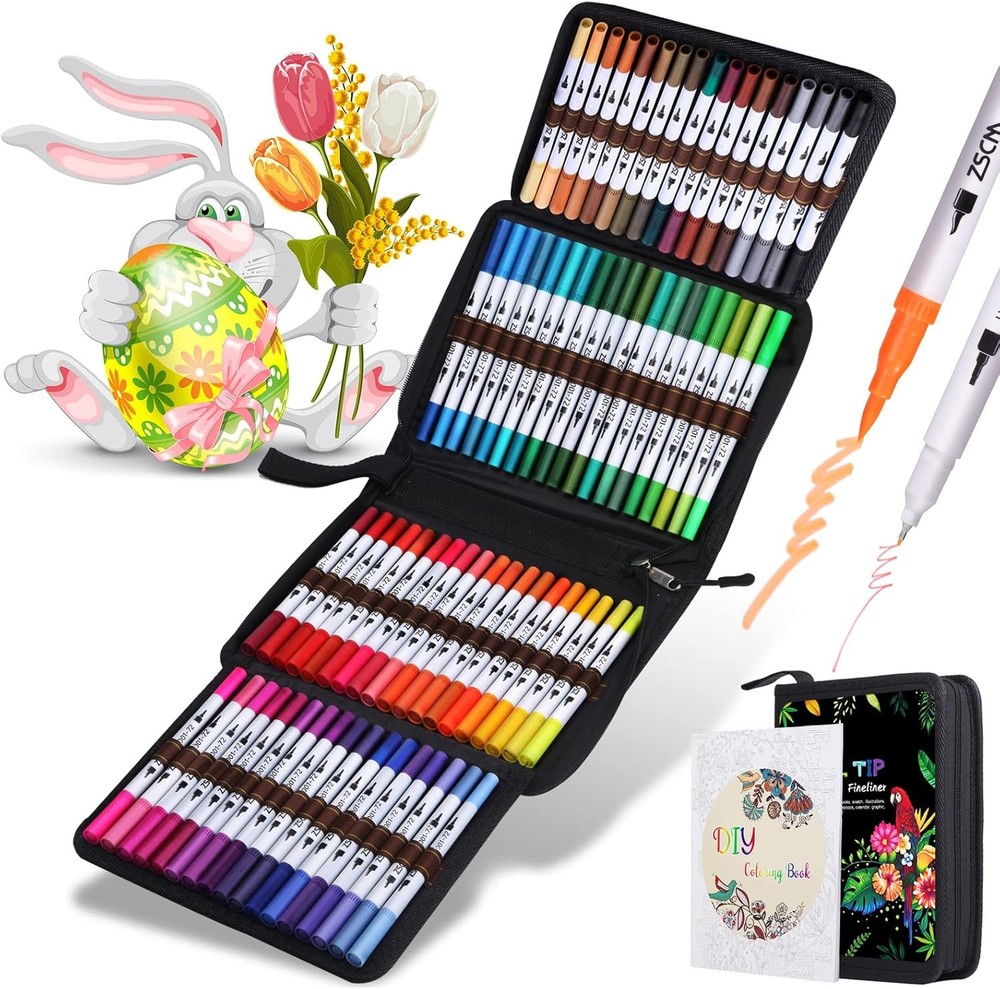 Dual Tip Brush Art Markers for Drawing Journaling and Coloring
