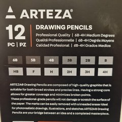 ARTEZA Drawing Sketch Pro Series Pencils Set of 12, Medium 6B to 4H – NEW