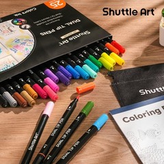 Dual Tip Brush Marker Pens, 25 Colors Water-based Ink, Fine and Brush Tip Mar…