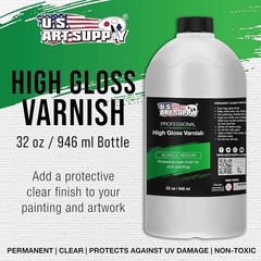 Clear High Gloss 32 oz Varnish – Protection for Acrylic Paintings with UV Shield