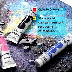 MEEDE Beginners Acrylic Paint Set 24 Colors 12ml 0.41 fl oz Heavy Body Art Craft