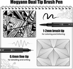 Drawing Pens, 12 Pack Dual Brush Pens Black Markers for Art Drawing Sketching