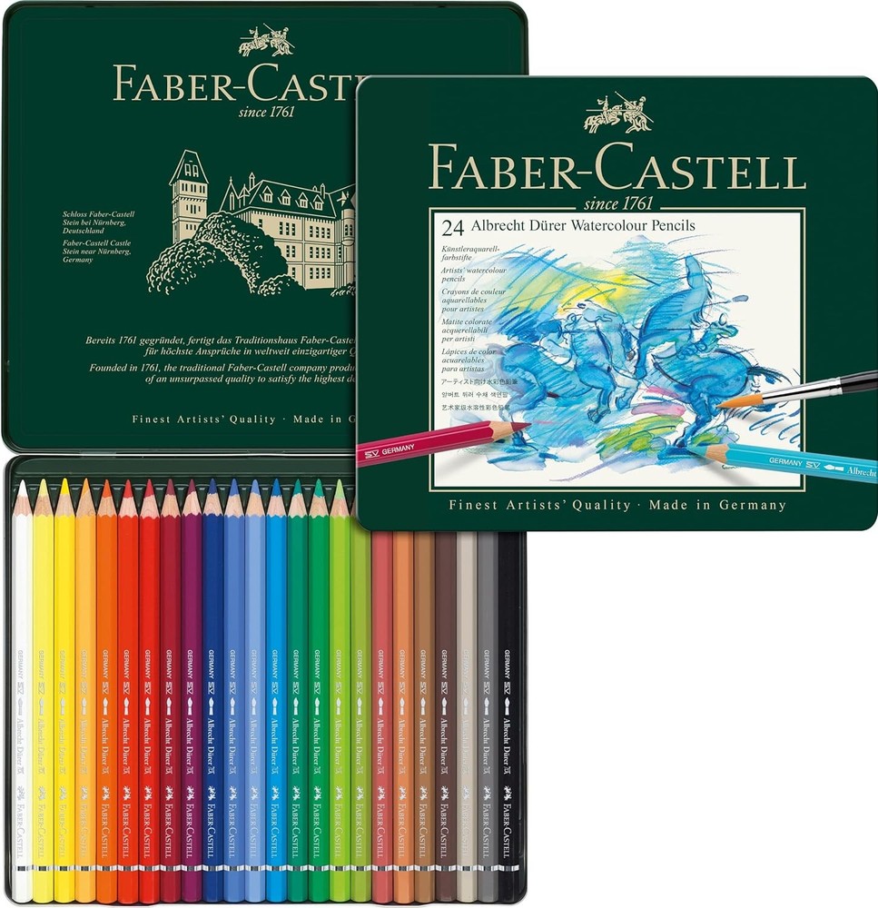 Faber-Castell 24-Pieces Albrecht Durer Artist Watercolor Pencils in Metal Tin