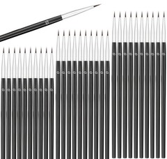 Detail Paint Brushes Tiny Liner Set 30 Pcs #0 Fine Synthetic Hair Wooden Handle