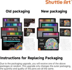 Shuttle Art Fineliner Colored Pens, 100 Colors 0.38mm Fine Point Pens with