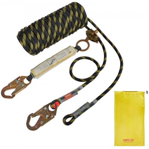 Vertical Lifeline Assembly, 0.55” x 25′ Fall Protection Rope with 30 KN Bre…