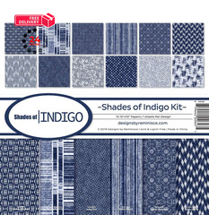 Reminisce Shades of Indigo Scrapbook 12-x-12-Inch, Multi Color Palette