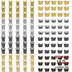 120 Pieces King Crown Charms Colored Crown Beads Charm Mixed Color Retro Style