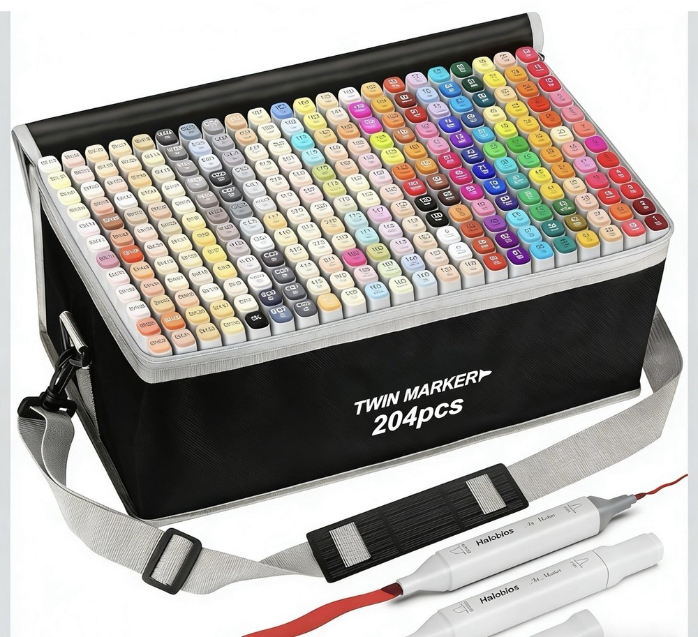 204 Colors Dual Tip Art Markers Set Alcohol Based Sketch Pens for Kids Adults
