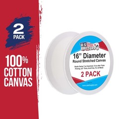 16 Inch Diameter Round 12 Ounce Primed Gesso Acid-Free Stretched Canvas 2-Pack