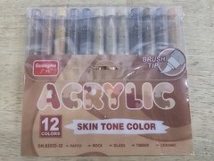 Acrylic Paint Markers 12 Colors, Skin Tone Series Set with Soft Brush Ti