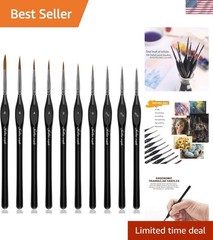 Golden Maple 10pcs Miniature Detail Paint Brush Set for Art & Model Projects