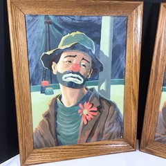 Vintage Paint By Number Emmet Kelly Hobo Clown Circus Oak Framed 14″ x 18″