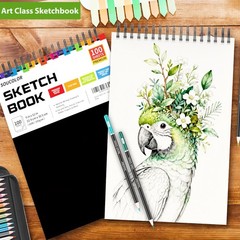 Soucolor 9″ x 12″ Sketch Book, 100 Sheets Top x (Pack of 1), Black
