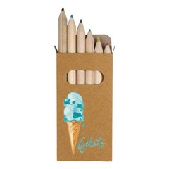6 x ‘Blue Ice Cream Cone ‘ Short 85mm Pencils / Coloured Pencil Set (PE00081368)
