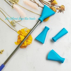 Blue Stainless Steel Straw Blow Nozzles Set Acrylic Paint Pouring Tool 4 PCS