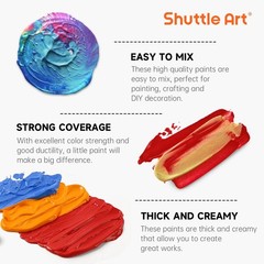 Shuttle Art Acrylic Paint Set 25 Vintage Colours 2oz/60ml Bottles Rich Pigmented