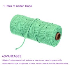 3mm x 109 Yard Forest Green Natural Cotton Macrame Rope, 2 Strands