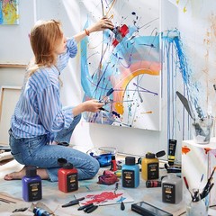 ARTEZA Acrylic Paint, A719 Pearl Electric Blue, 33.8 fl oz, 1000ml Jar, Opaque,