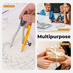 22PCS Geometry Compass Set Drafting Tools Kit with Ruler Protractor Case USA New