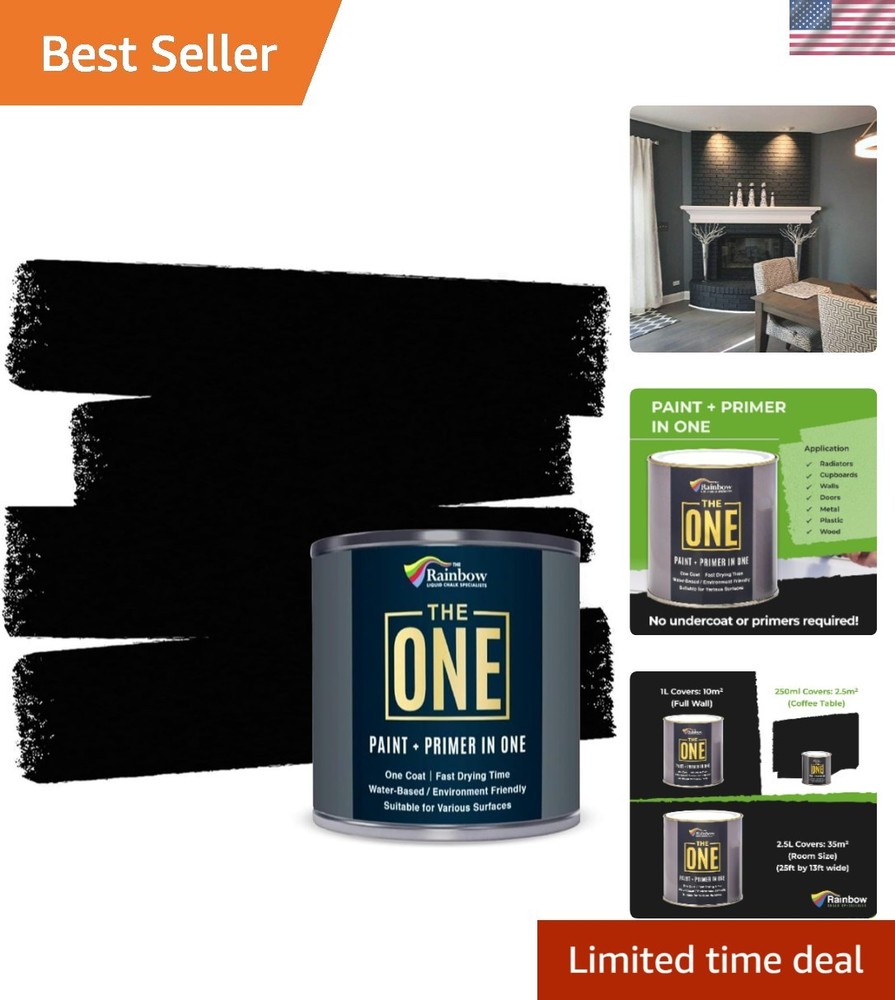 Matte Black Multi-Surface Paint – Quick-Dry 1 Liter, No Undercoat Needed