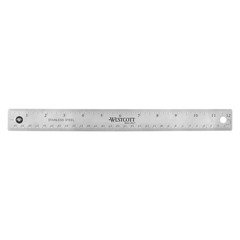 Westcott Stainless Steel Office Ruler with Non Slip Cork Base, 12″, Silver