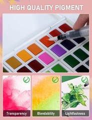 Nicpro 48 Colors Watercolor Paint Set with 8PCS Painting Brushes, 25 Sheet Water