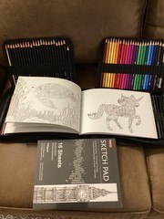 Shuttle Art 103-Piece Drawing & Sketch Art Set w/ Case + Coloring Book & Pad