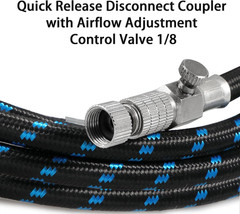 Airbrush Hose 6 Foot Nylon Braided Air Hose with 1/8” Size on Both End and Adap