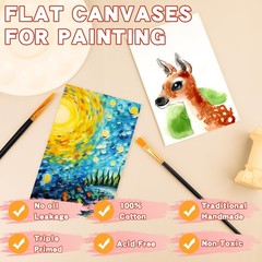 ESRICH 5x7IN Small Canvases for Painting, 18 Pack Mini Canvas Boards 100% Cot…