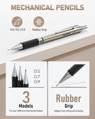 30PCS Art Mechanical Pencil Set in Leather Case, Metal Drafting Pencil