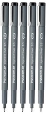 Pigment Liner 5 Pack 0.5mm Fineliner Sketching Drawing Drafting Pens Black