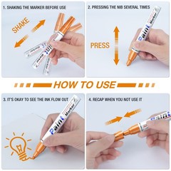 Orange Paint Pen Permanent Paint Markers – 8 Oil Based Paint Pens, Medium Tip…