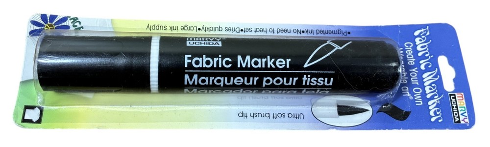 Marvy Uchida Fabric Marker Black Ultra Soft Brush Tip Pen Textile