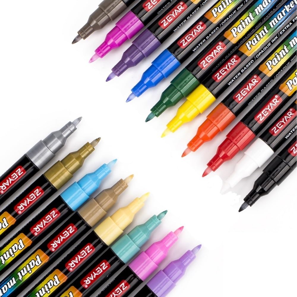 ZEYAR Premium Acrylic Paint Pen, 1 Count (Pack of 18), 18 Natural Colors
