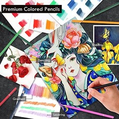 180 Colored Pencil Set – Soft Core, Rich Pigment, 12 Metallic Pencils – Ideal fo