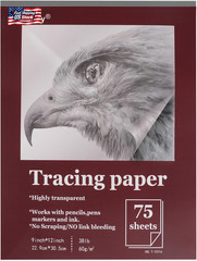 Tracing Paper for Drawing, 9 X 12” Tracing Paper Pad, 75 Sheets Transparent Vel