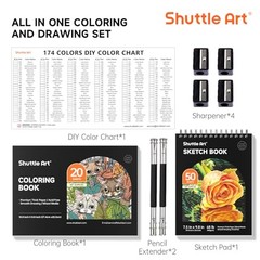 174 Colored Pencils for Adults, Soft Core Coloring Pencils Set with 174 Colors