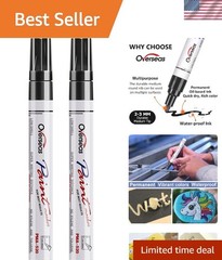 Black Oil-Based Paint Pens – Waterproof & Fast-Drying, 2 Pack