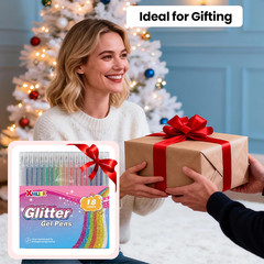 18 Colors Glitter Gel Pens Set with A5 Sketchbook (50 Sheets 120Gsm) | Sparkling