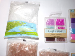 6-craft,spray glue 2-8.5 crush glass 1.1 lbs pebbles, 4 lace chalk pins beads