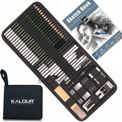54 Pack Sketch Drawing Pencils Kit with Sketchbook Include Graphite Charcoal