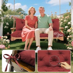 Porch Swing Cushions Outdoor 60 inch Waterproof Swing Cushions 3 Seater Replacem