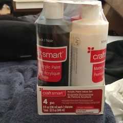 Craft Smart Acrylic Paint Set 4pc 8 fl oz Each White/Black/Blue/Red MPN