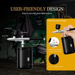 Airbrush kit: Handheld Spray Paint Gun with 0.3/0.5mm Nozzle, Rechargeable Co…