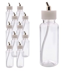10 Airbrush 3.4oz Plastic Jar Bottles 60° Angle Adaptor Lid Assembly Connector